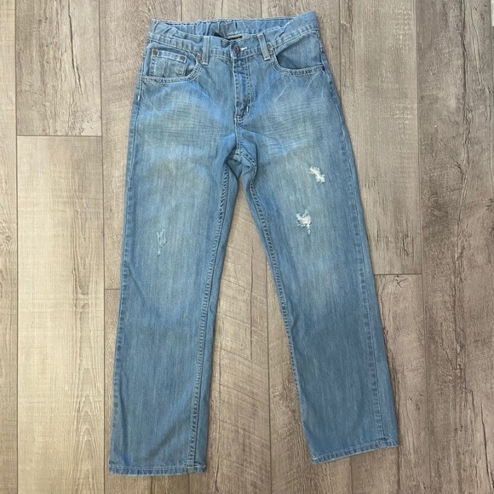 Helix Boys Straight Leg Distressed Jeans Size 18‎ Light Wash